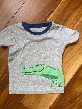 Carter's Heather Gray Tee with Green Alligator and Navy Trim